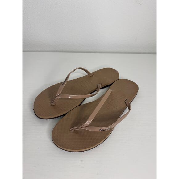 Havaianas Womens Tan Flip Flop Slim Princesas Size 9/10 39/40 - Picture 1 of 4